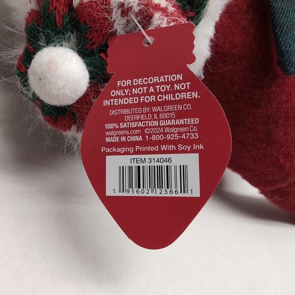 Walgreens Christmas Fabric Bird Tabletop Decor Red Fur Hat Happy Holidays - Picture 8 of 9